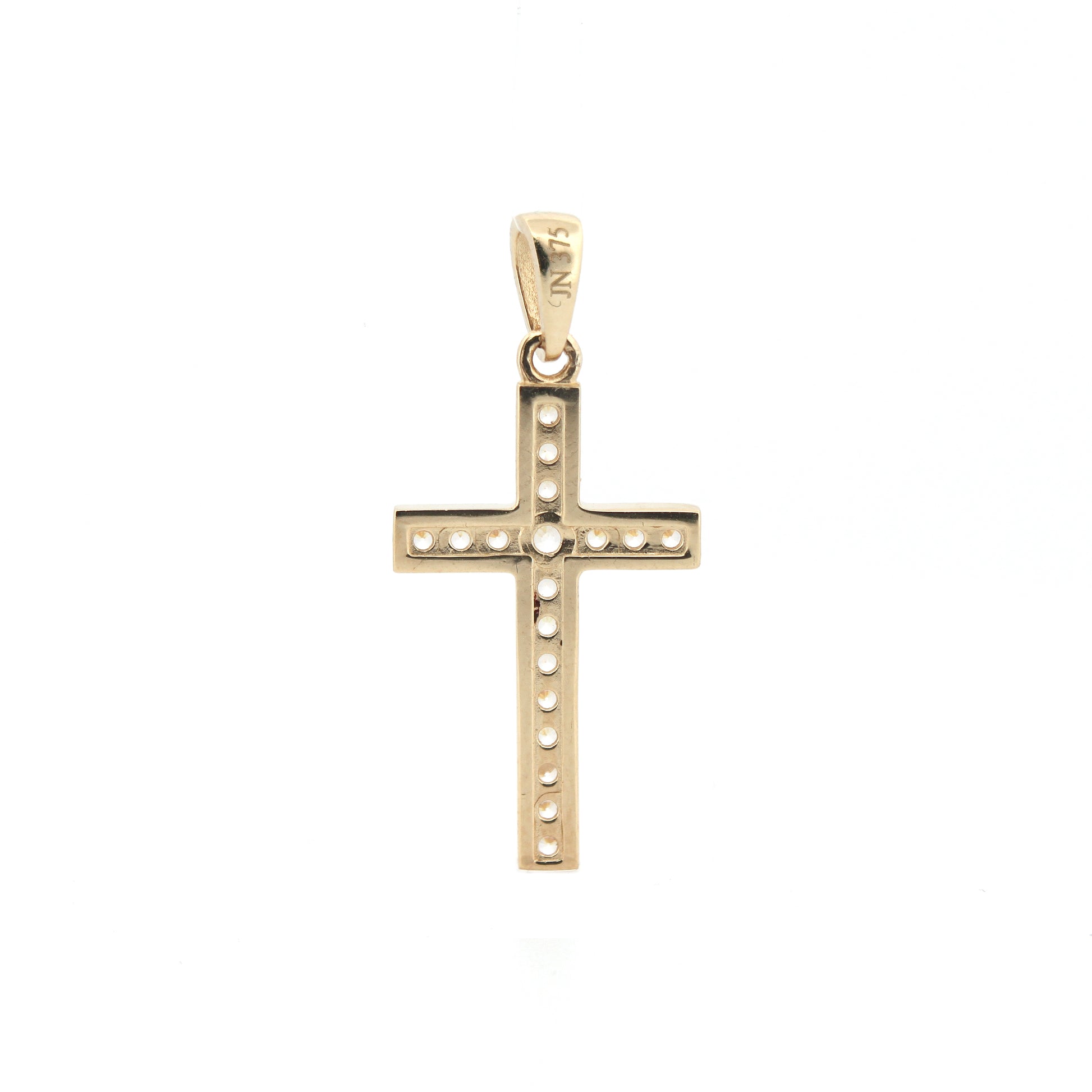 9ct Gold  CZ Art Deco Outline Cross Pendant - JPX149