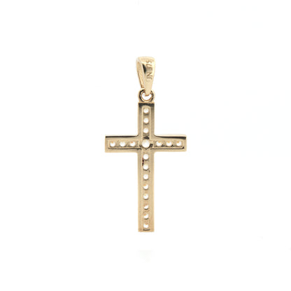 9ct Gold  CZ Art Deco Outline Cross Pendant - JPX149