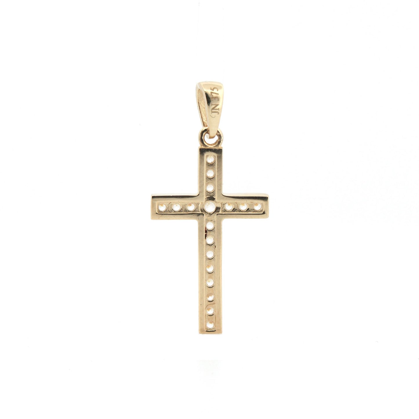 9ct Gold  CZ Art Deco Outline Cross Pendant - JPX149