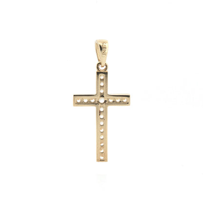 9ct Gold  CZ Art Deco Outline Cross Pendant - JPX149