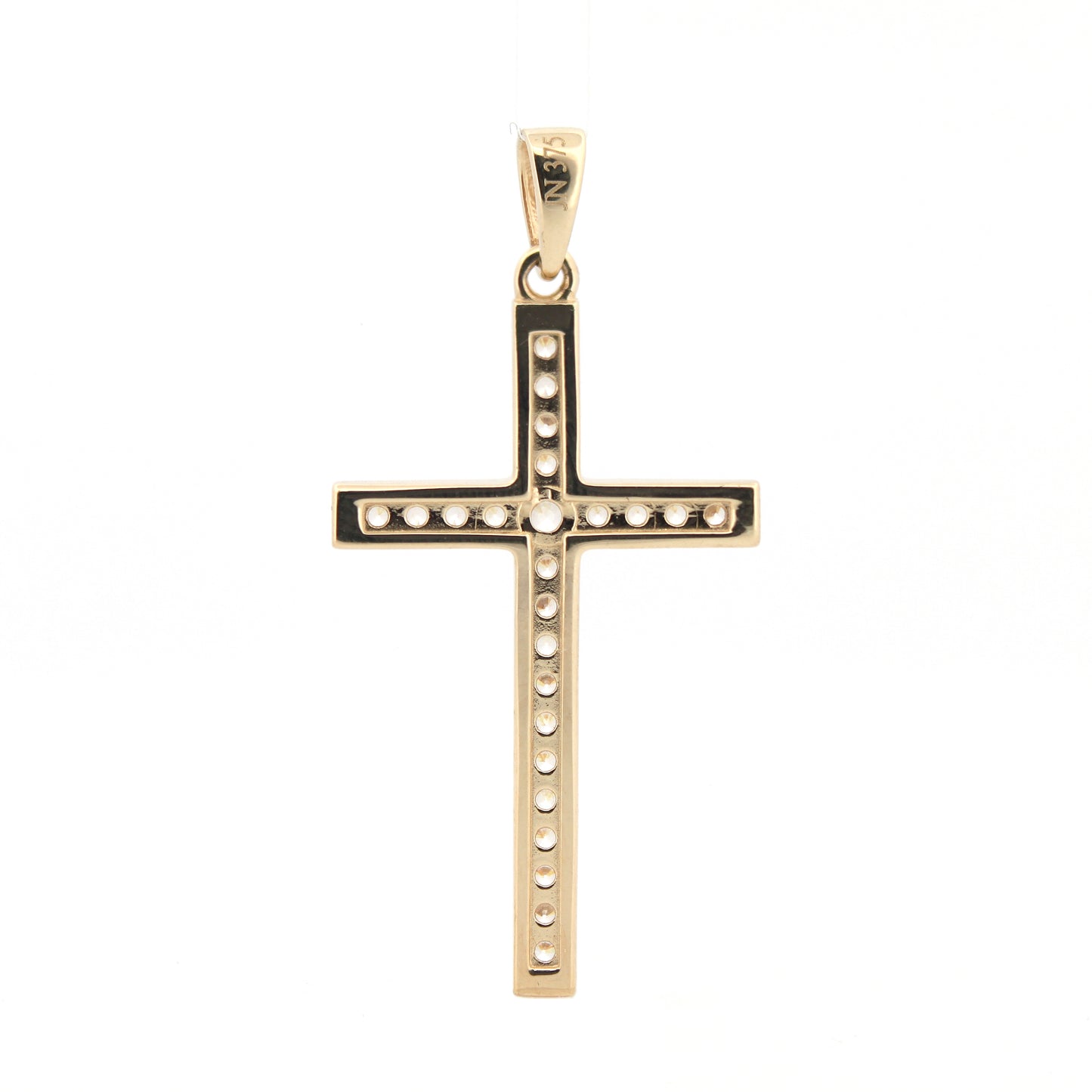 9ct Gold  CZ Art Deco Outline Cross Pendant - JPX150