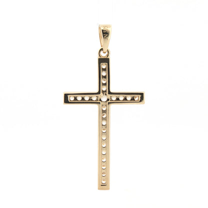 9ct Gold  CZ Art Deco Outline Cross Pendant - JPX150