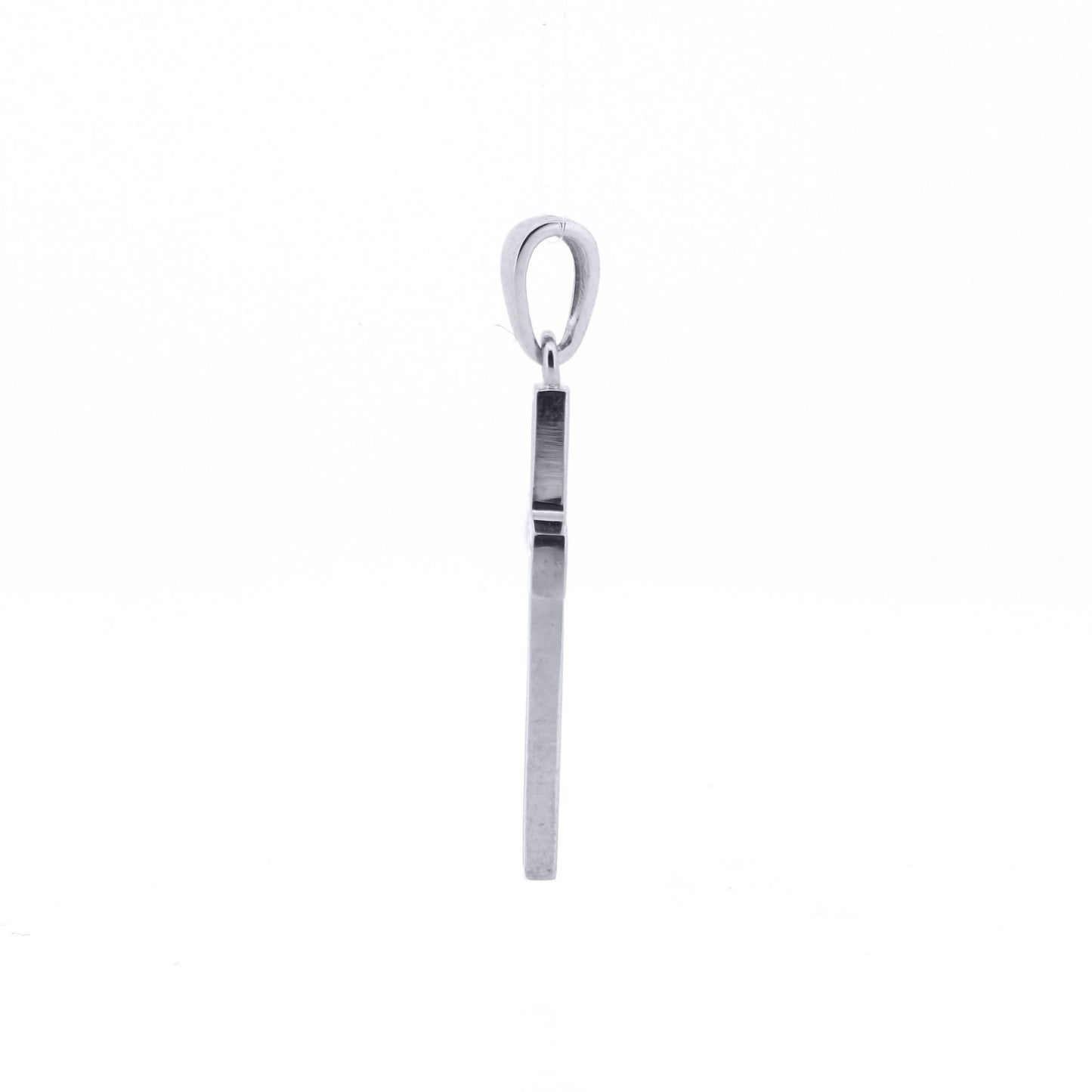 9ct White Gold  CZ Art Deco Outline Cross Pendant - JPX151