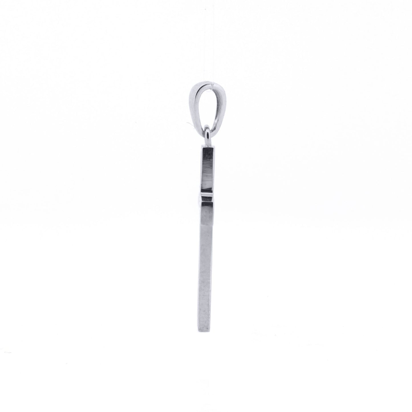 9ct White Gold  CZ Art Deco Outline Cross Pendant - JPX151