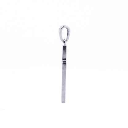 9ct White Gold  CZ Art Deco Outline Cross Pendant - JPX151