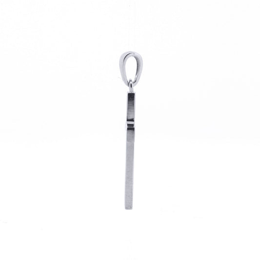 9ct White Gold  CZ Art Deco Outline Cross Pendant - JPX151
