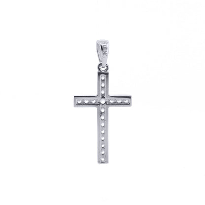9ct White Gold  CZ Art Deco Outline Cross Pendant - JPX151