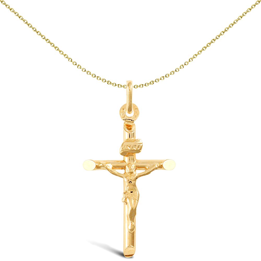 14ct Gold  INRI Crucifix Cross Pendant - JPX154