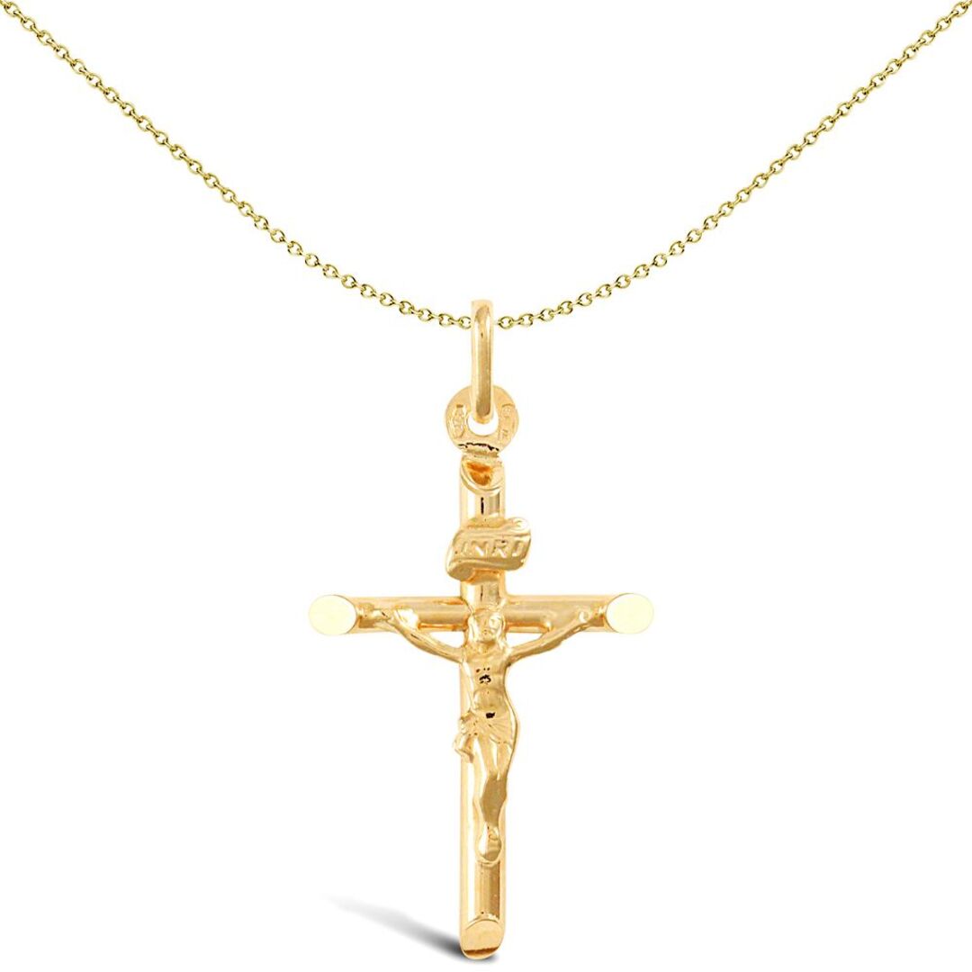 14ct Gold  INRI Crucifix Cross Pendant - JPX154