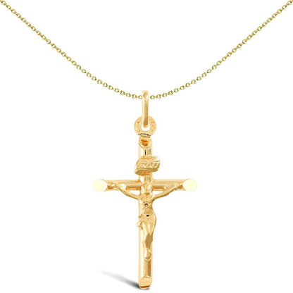 14ct Gold  INRI Crucifix Cross Pendant - JPX154
