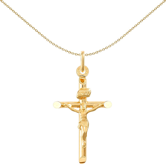 14ct Gold  INRI Crucifix Cross Pendant - JPX154