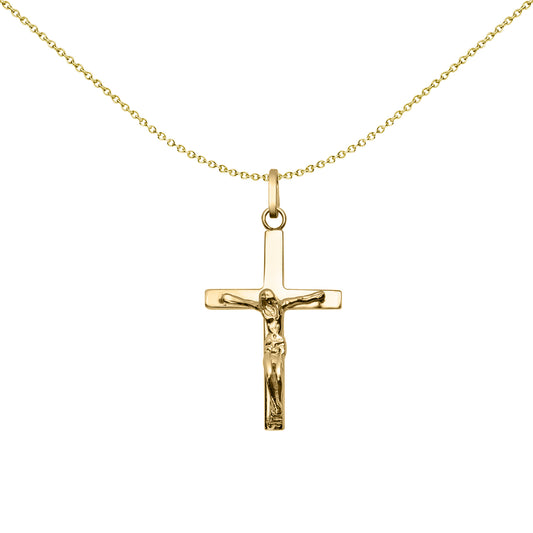 9ct Gold  Lightweight Tube Jesus Crucifix Cross Pendant - JPX155