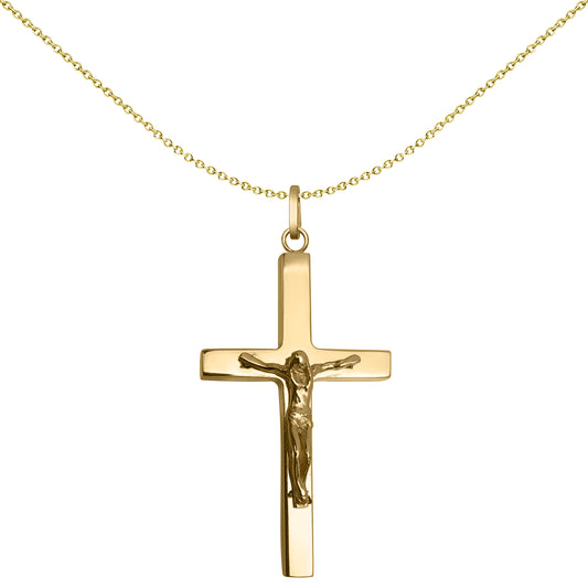 9ct Gold  Lightweight Tube Jesus Crucifix Cross Pendant - JPX156