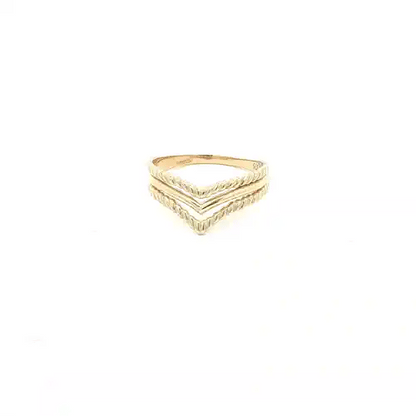 Ladies Solid 9ct Gold  Twisted Edge Triple Wishbone Ring - JRN003