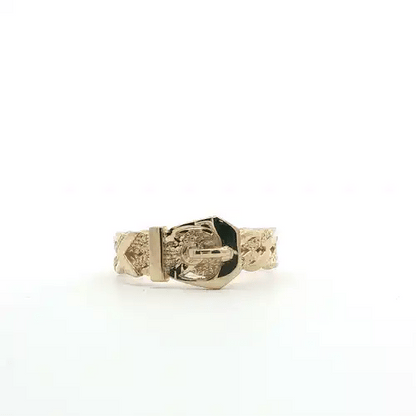 Mens Solid 9ct Gold  Single Buckle Ring - JRN016