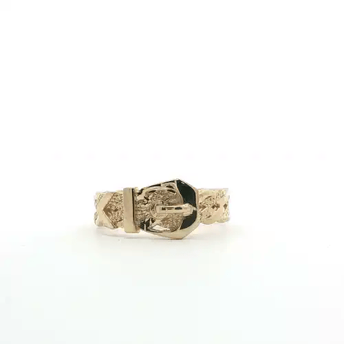 Mens Solid 9ct Gold  Single Buckle Ring - JRN016