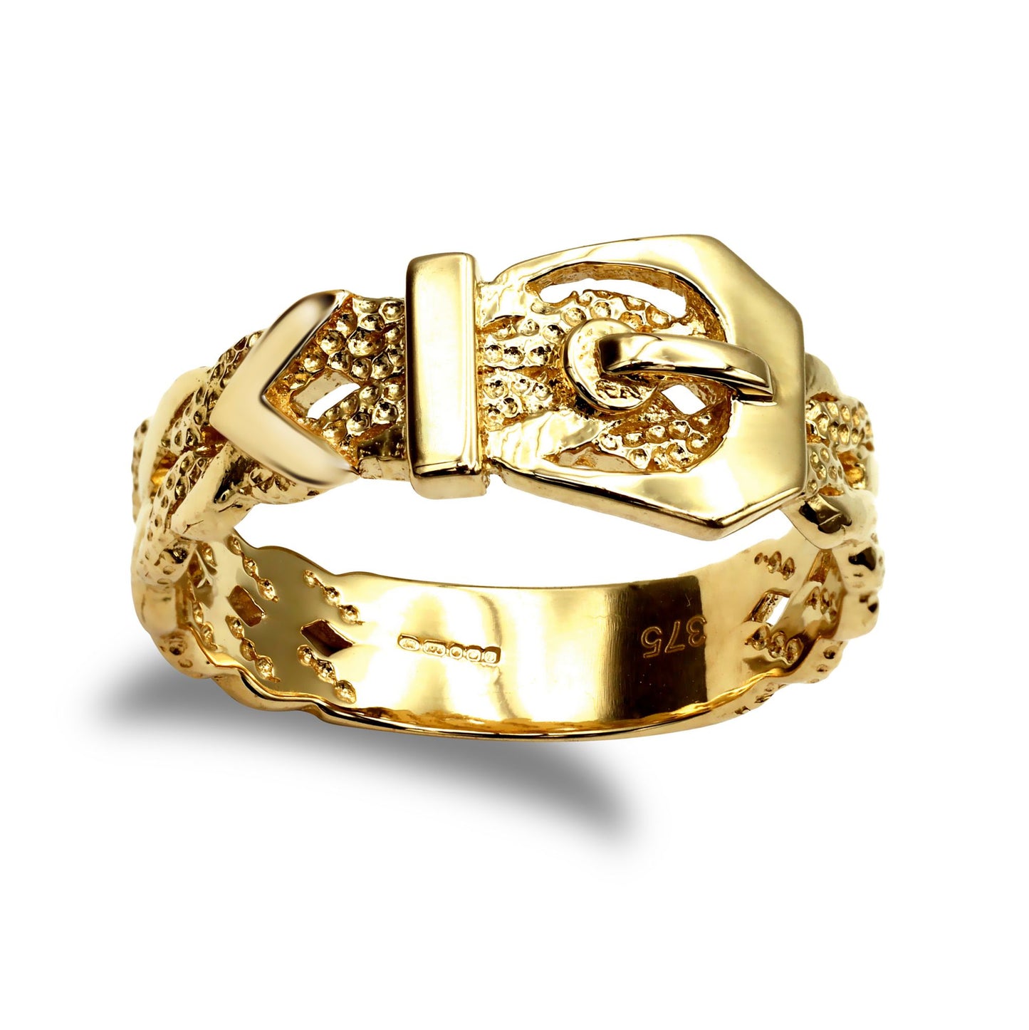 Mens Solid 9ct Gold  Single Buckle Ring - JRN016