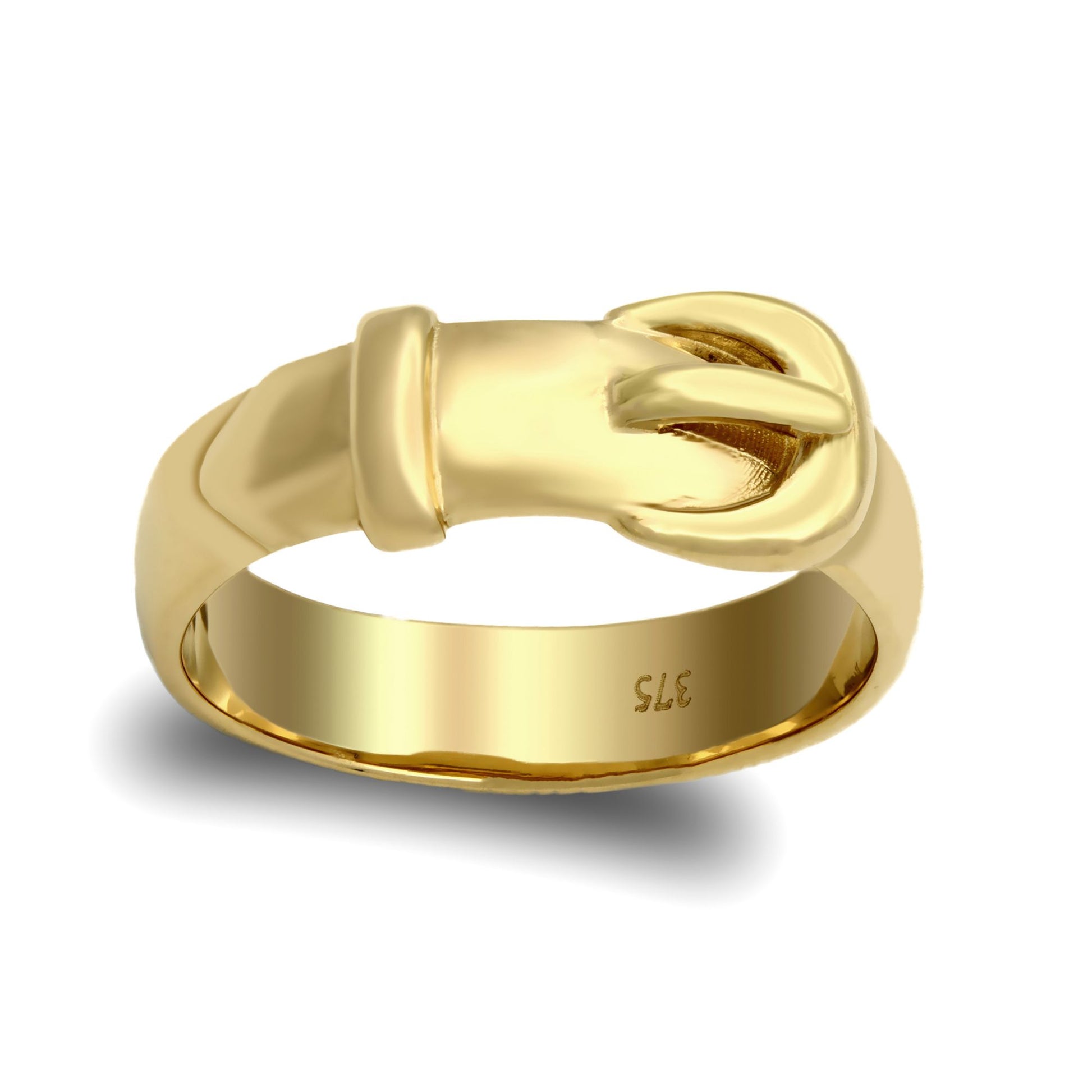 Mens Solid 9ct Gold  Single Buckle Ring - JRN019