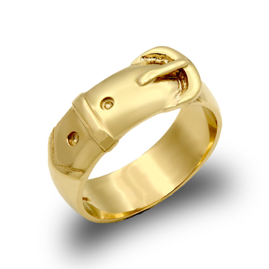 Mens Solid 9ct Gold  Single Buckle Ring - JRN020
