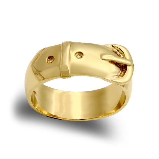 Mens Solid 9ct Gold  Single Buckle Ring - JRN020