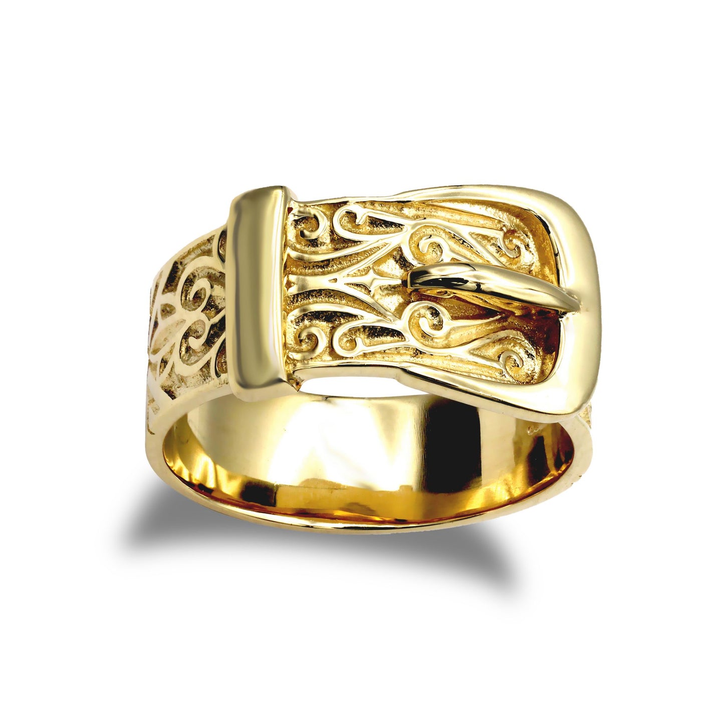 Mens Solid 9ct Gold  Single Buckle Ring - JRN022