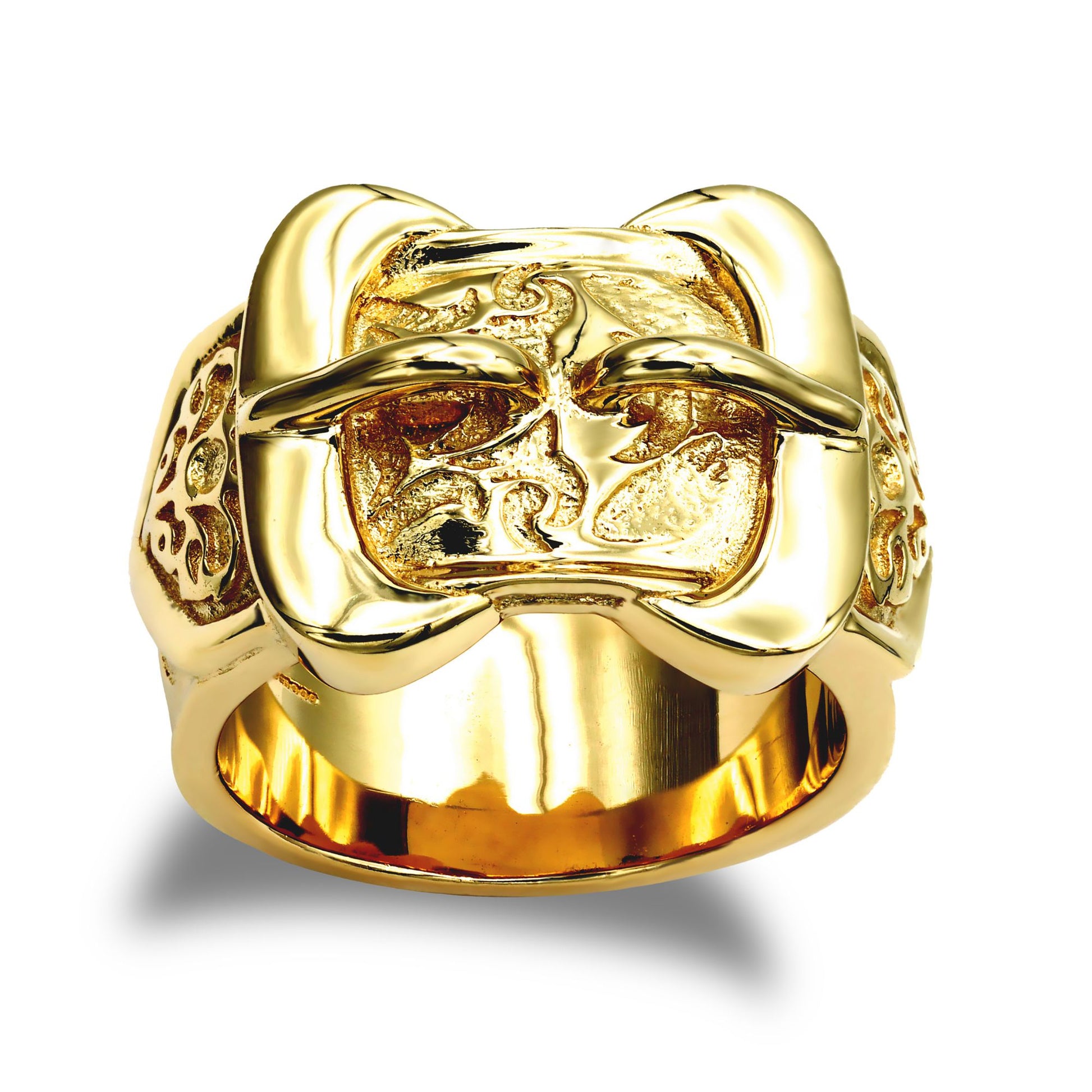 Mens Solid Gold-plated Silver  Double Buckle Ring - ARN200-GP