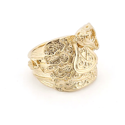 Mens Solid 9ct Gold  Horse Saddle Rope Ring - JRN054
