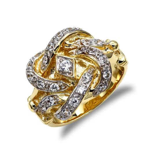 Mens 9ct Gold  CZ Double Knot Ring - JRN064