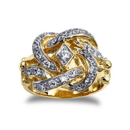 Mens 9ct Gold  CZ Double Knot Ring - JRN064