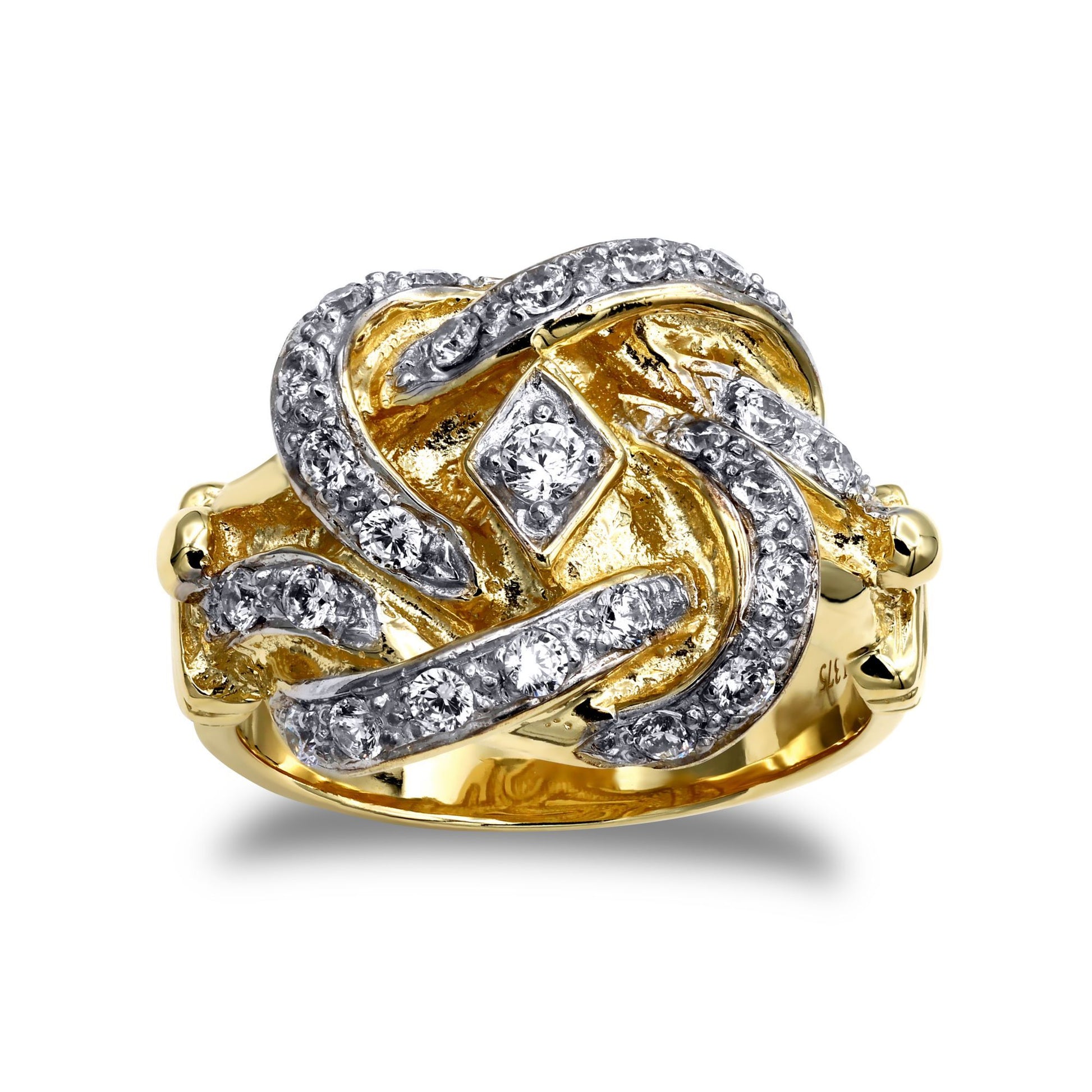 Mens 9ct Gold  CZ Double Knot Ring - JRN064