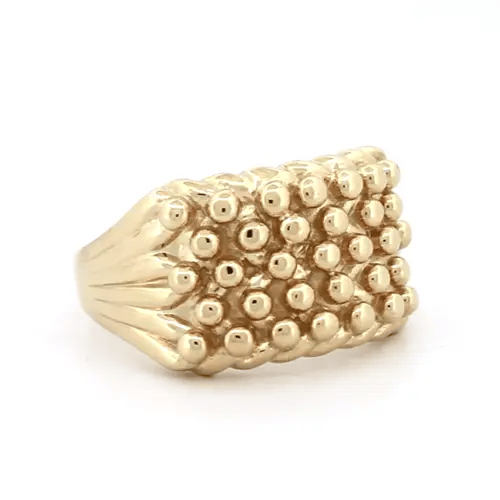 Mens 9ct Gold  5 Row King George III Keeper Guard Rope Edge Ring - JRN082