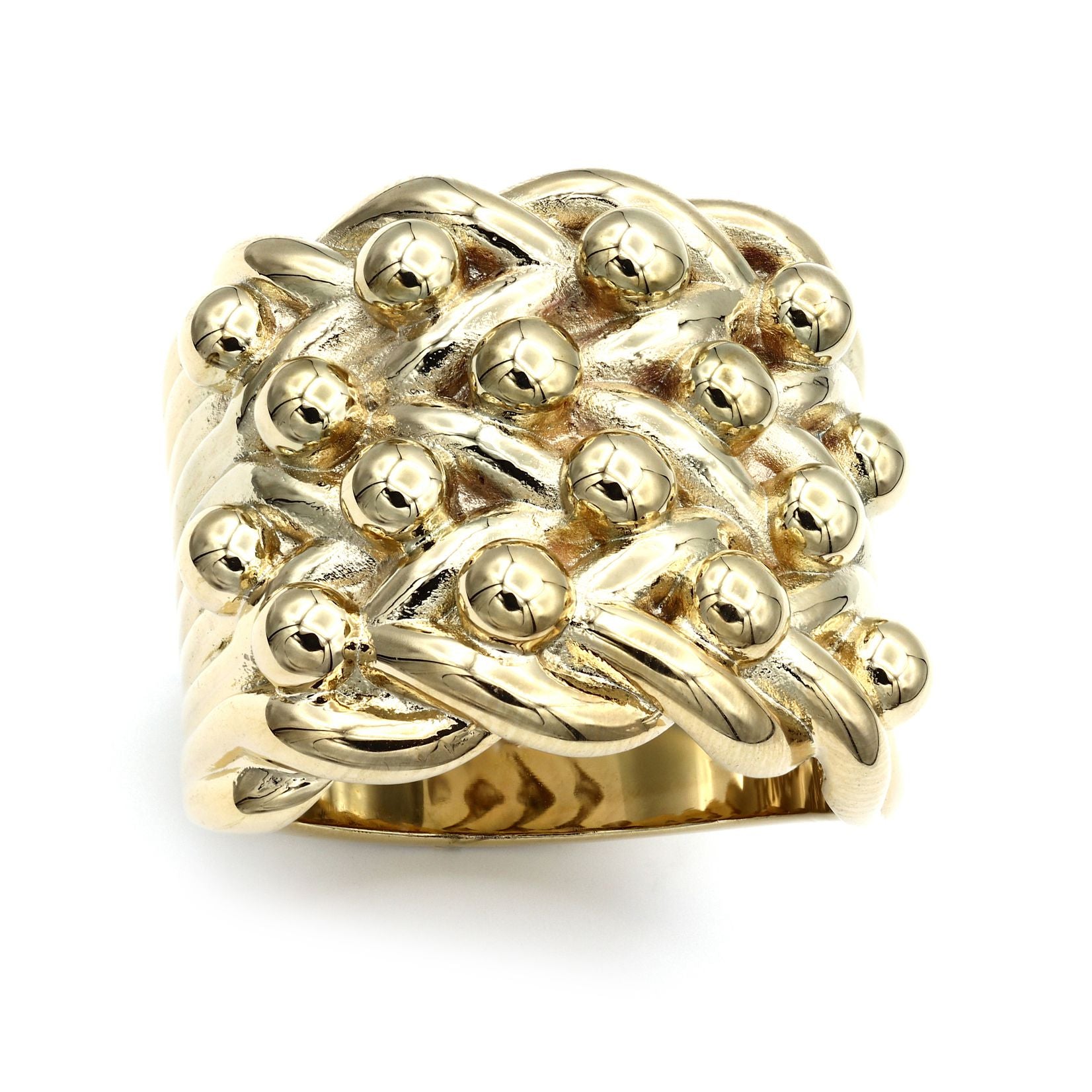Gold-plated Silver  4 Row King George III Keeper Guard Rope Ring - ARN205-GP