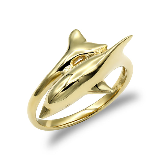Ladies Solid 9ct Gold  Dolphin Wrap Ring - JRN100