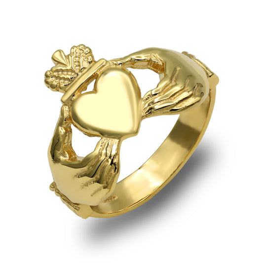 Mens Solid 9ct Gold  Claddagh (Chladaigh) Ring - JRN104