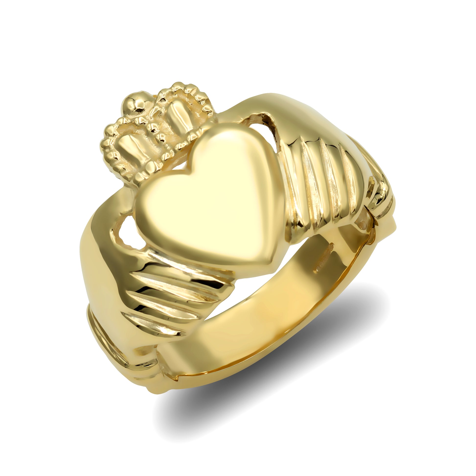 Mens Solid 9ct Gold  Claddagh (Chladaigh) Ring - JRN104A