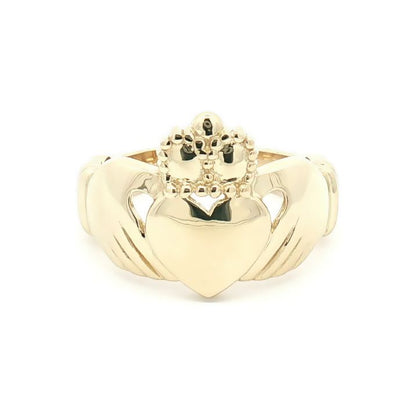 Mens Solid 9ct Gold  Claddagh (Chladaigh) Ring - JRN104A