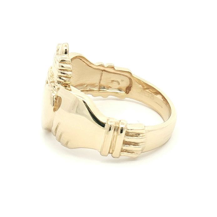 Mens Solid 9ct Gold  Claddagh (Chladaigh) Ring - JRN104A