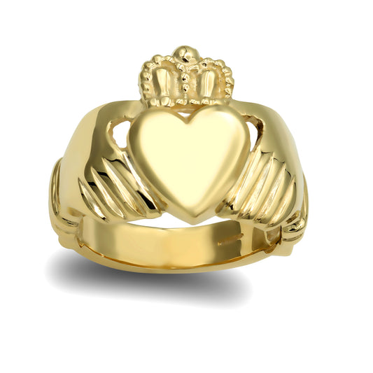 Mens Solid 9ct Gold  Claddagh (Chladaigh) Ring - JRN104A