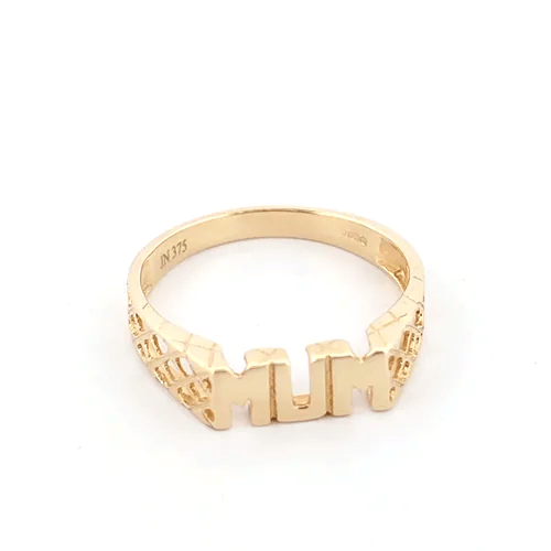 Ladies Solid 9ct Gold  Basket Sides MUM Ring - JRN119