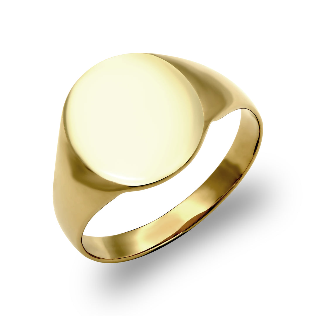 mens Solid 9ct Yellow Gold  Oval Signet Ring - JRN134