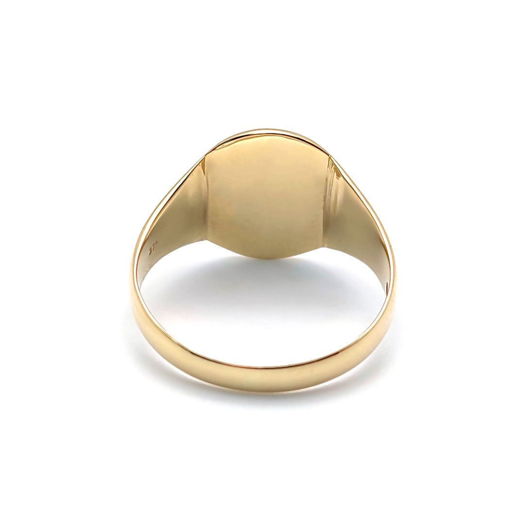 Mens Solid 9ct Gold  Diamond Cut Oval Signet Ring - JRN135
