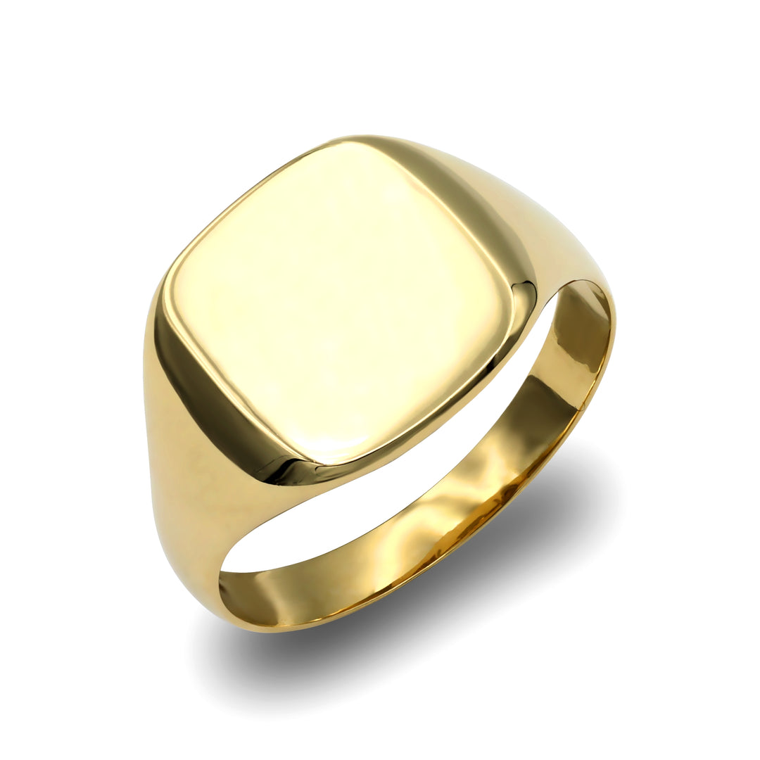 mens Solid 9ct Yellow Gold  Square Cushion Signet Ring - JRN136