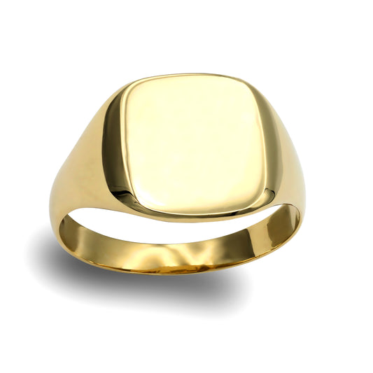 Mens Solid 9ct Gold  Square Cushion Signet Ring - JRN136