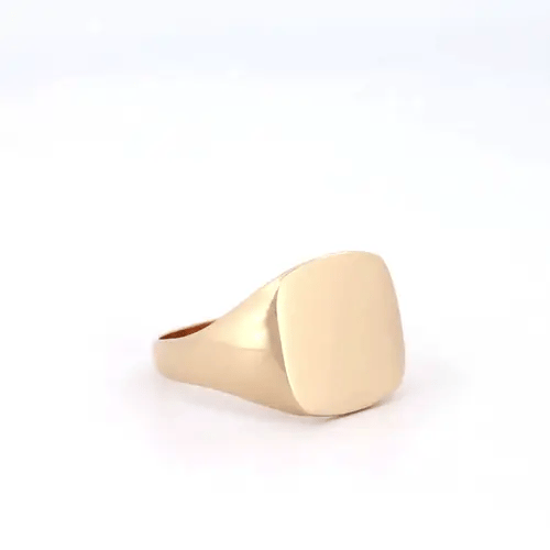 Mens Solid 9ct Gold  Square Cushion Signet Ring - JRN136