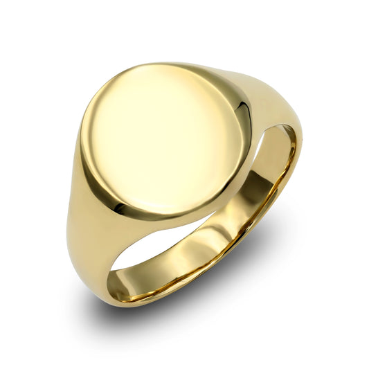 Mens Solid 9ct Gold  Oval Signet Ring - JRN138