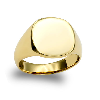 Mens Solid 9ct Gold  Square Cushion Signet Ring - JRN140