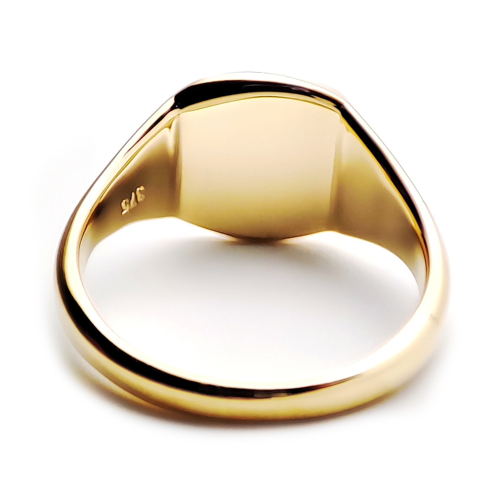 Mens 9ct Gold  Diamond Cut Square Cushion Signet Ring - JRN141