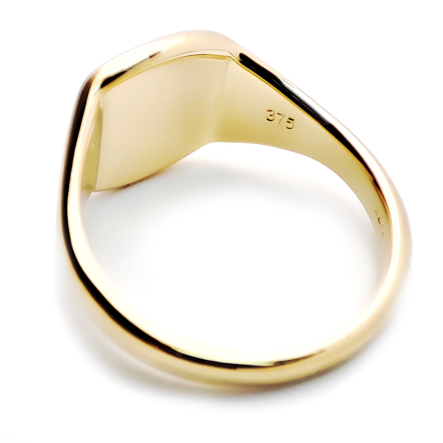 Mens 9ct Gold  Diamond Cut Square Cushion Signet Ring - JRN141