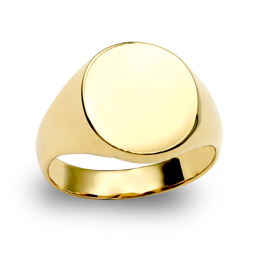 Mens Solid 9ct Gold  Oval Signet Ring - JRN142