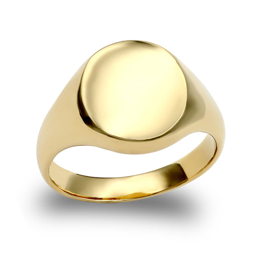 Mens Solid 9ct Gold  Oval Signet Ring - JRN146